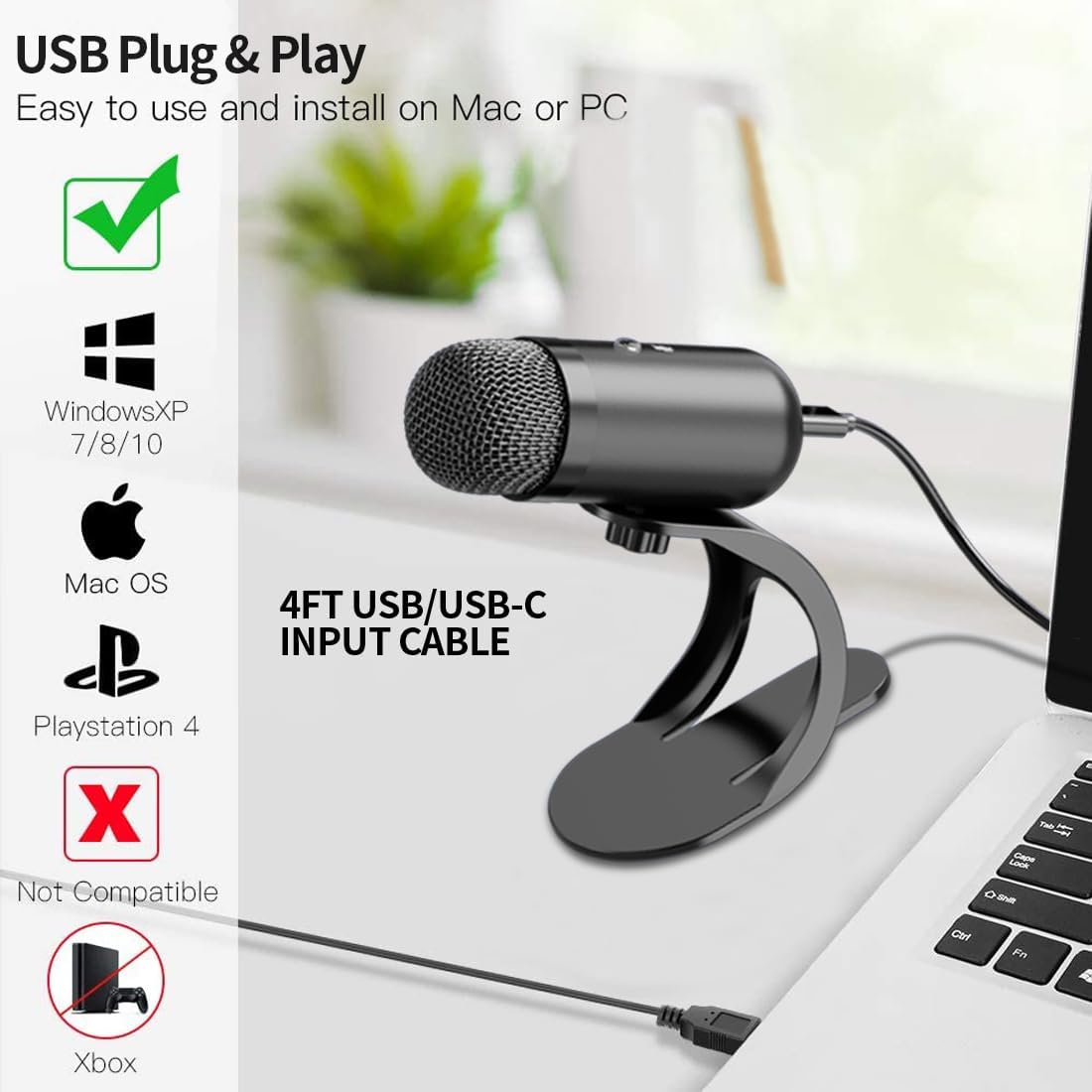 Esports Gaming - ميكروفون USB احترافي، ميكروفون مكثف للمؤتمرات،